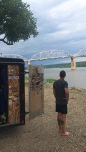 Joe admiring the Illinois River next to the trailer. 